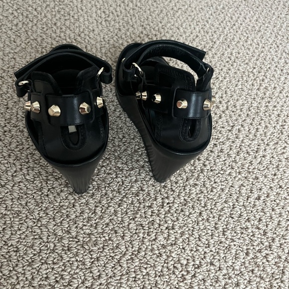 Balenciaga black wedge sandals with silver studs - worn twice - Picture 1 of 7